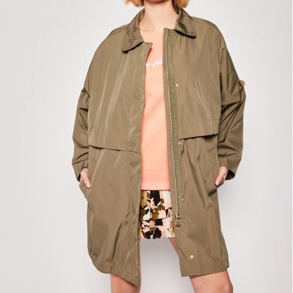 Geox Respira Parka Pisa Cape Jacket Deep Olive Green Size 12 - Picture 1 of 15